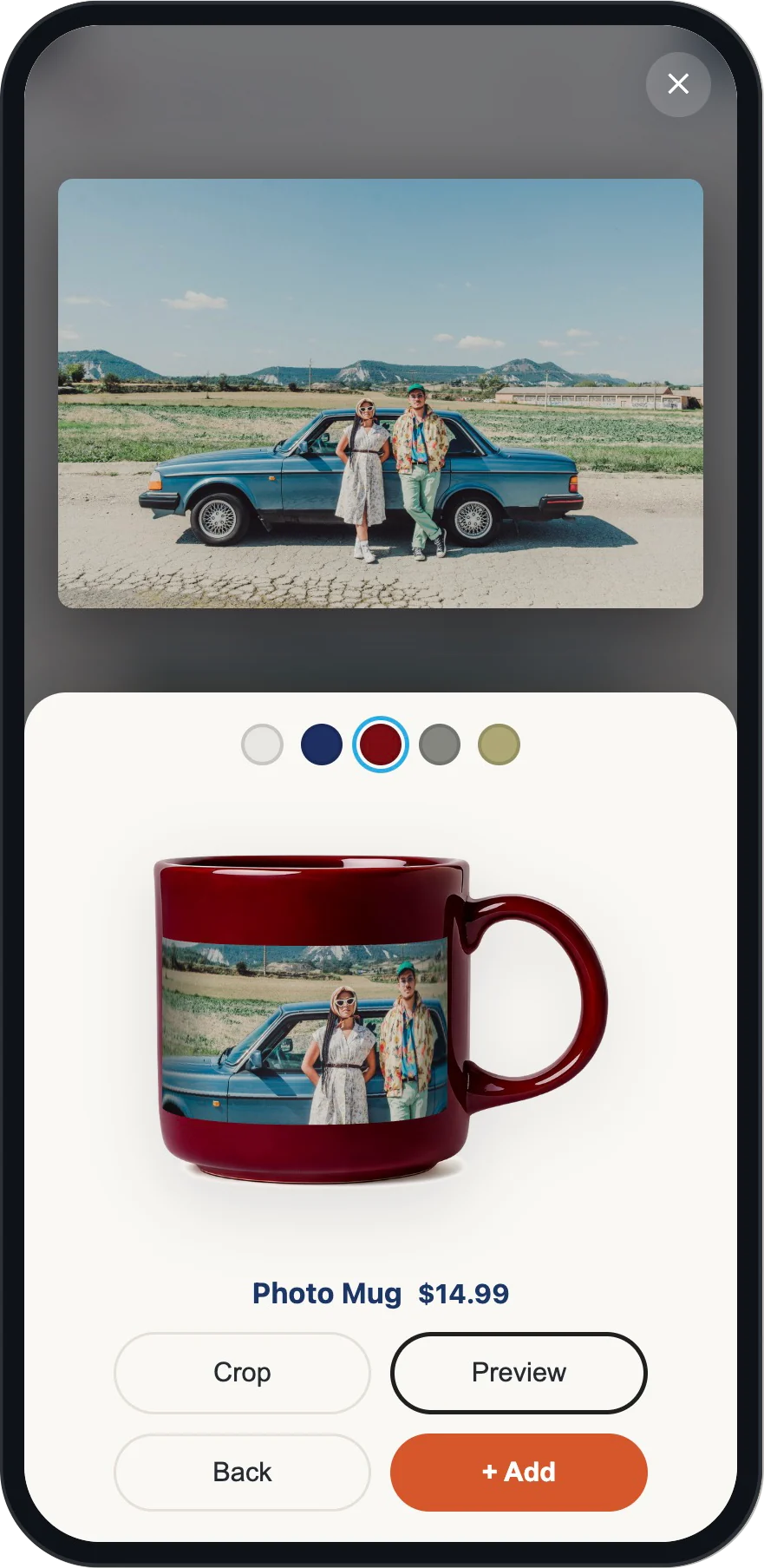 The photo applied to a photo mug, ready to add